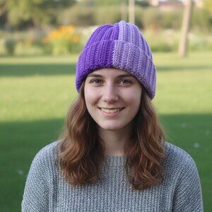 Handmade Crochet 2-Tone Beanie 100% Acrylic Soft Crochet Cap New